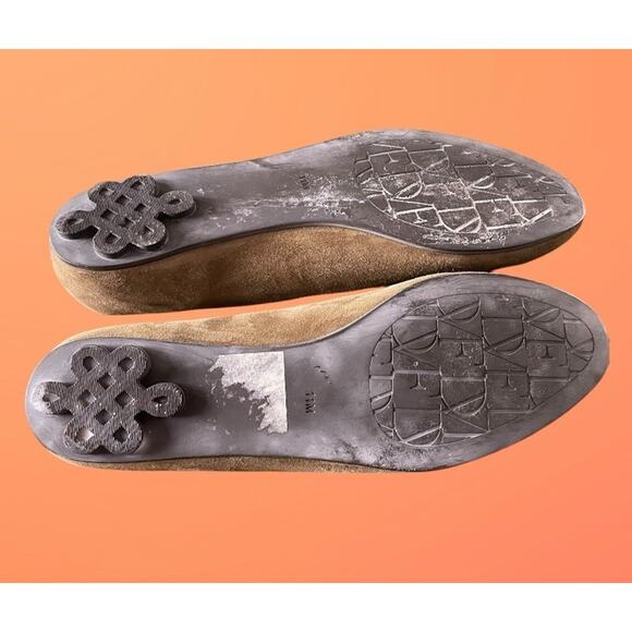 Diane Von Furstenberg Womens DVF Green Suede Flats Gold Knot Logo Size 11 - Picture 11 of 12